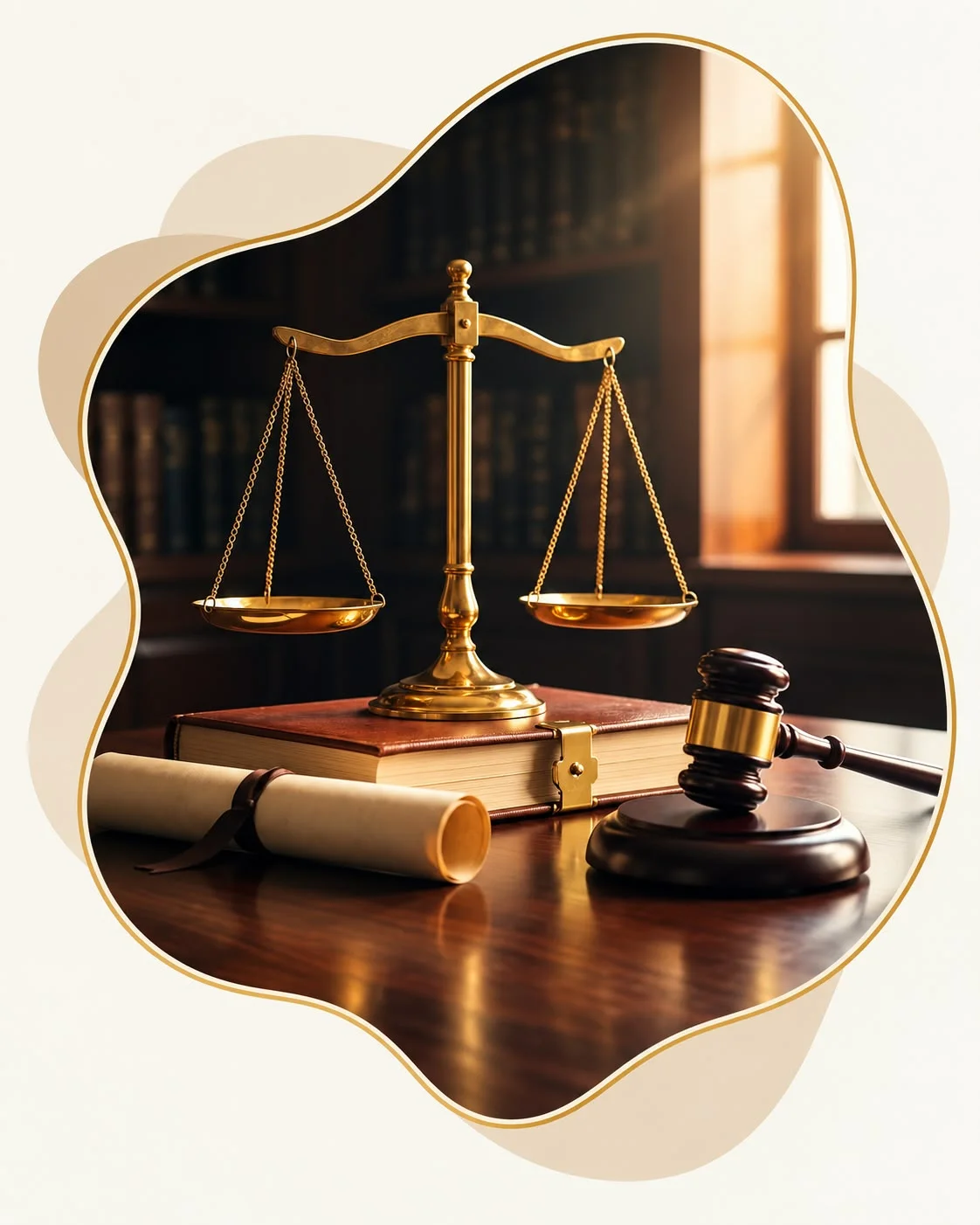 Illustration of scales and legal documents representing property management compliance